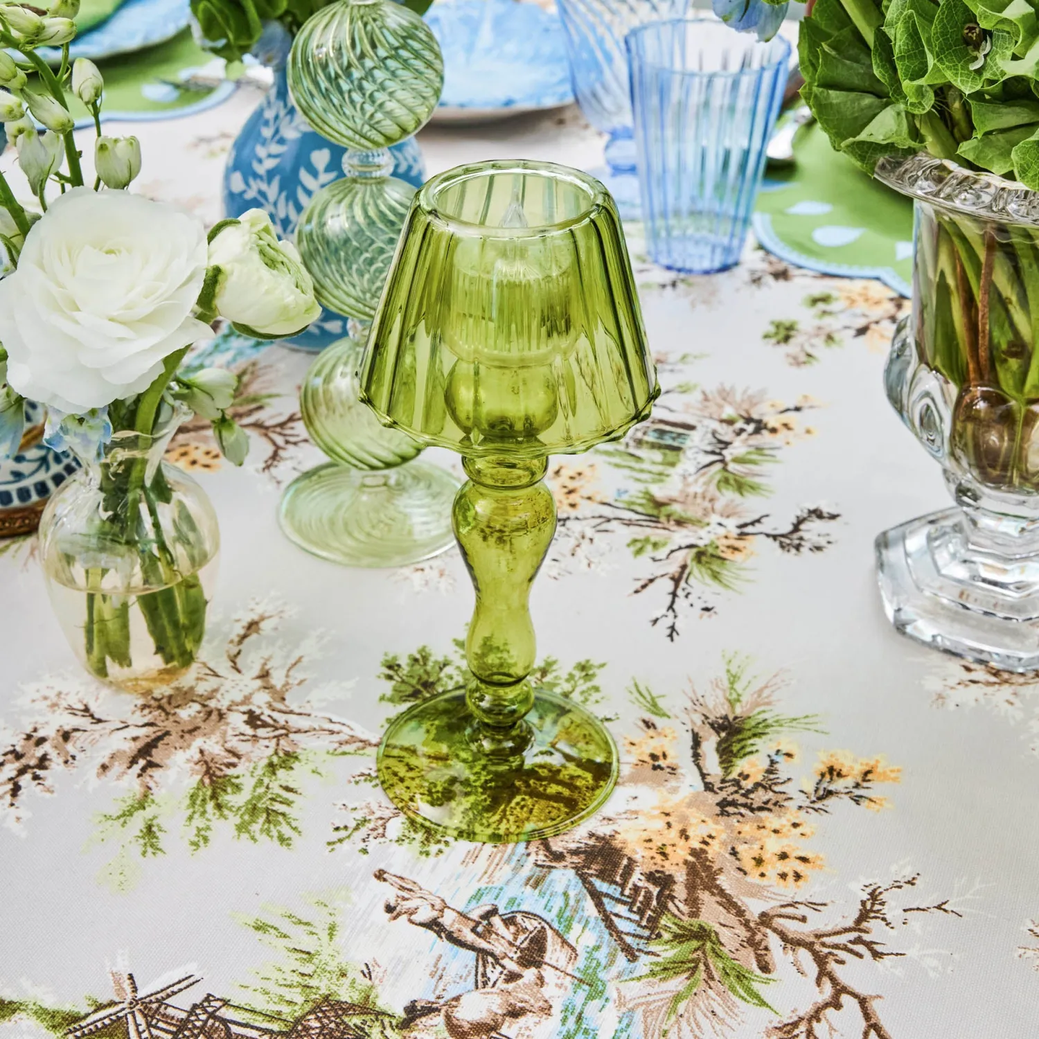 Mrs. Alice Olive Glass Lantern Tea Light Holder Set< Summer Glassware | Summer Candleware