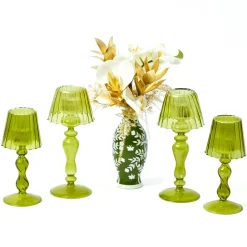 Mrs. Alice Olive Glass Lantern Tea Light Holder (Pair) - 24 cm< Summer Glassware | Summer Candleware