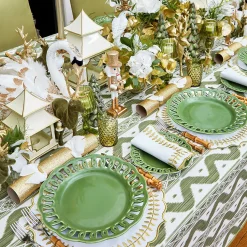 Mrs. Alice Olive Green Flocked Reindeer Family< Christmas Decorations