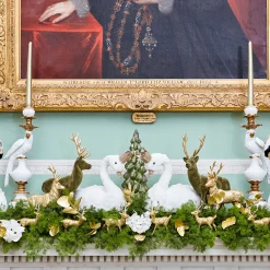 Mrs. Alice Olive Green Flocked Reindeer Family< Christmas Decorations