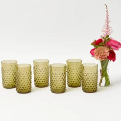 Mrs. Alice Olive Green Hobnail Jug & Glasses (Set of 6)< Glassware Sets