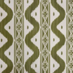 Mrs. Alice Olive Green Ikat Stripe Fabric< Serena Fresson Fabrics