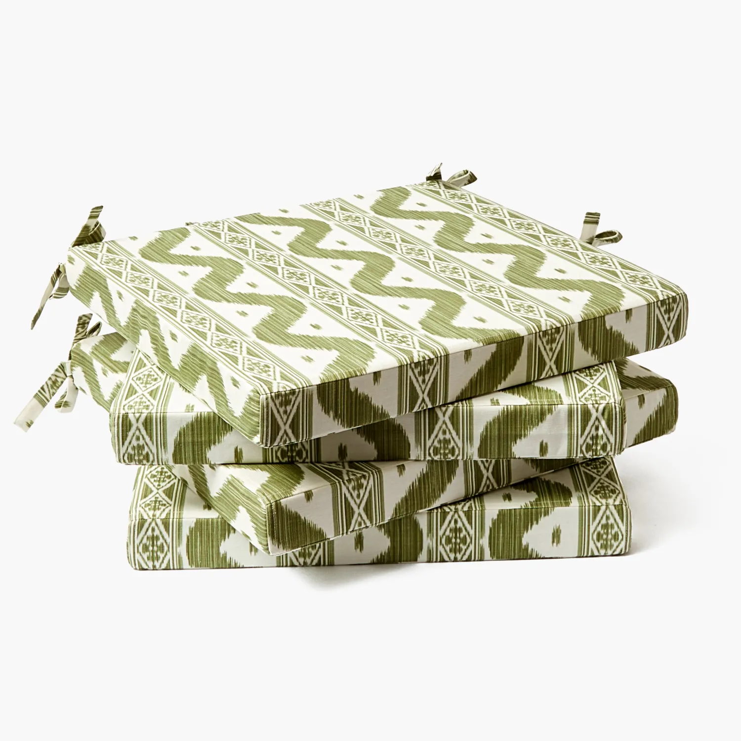 Mrs. Alice Olive Ikat Seat Pad Cushions (Set of 4)< Cushions