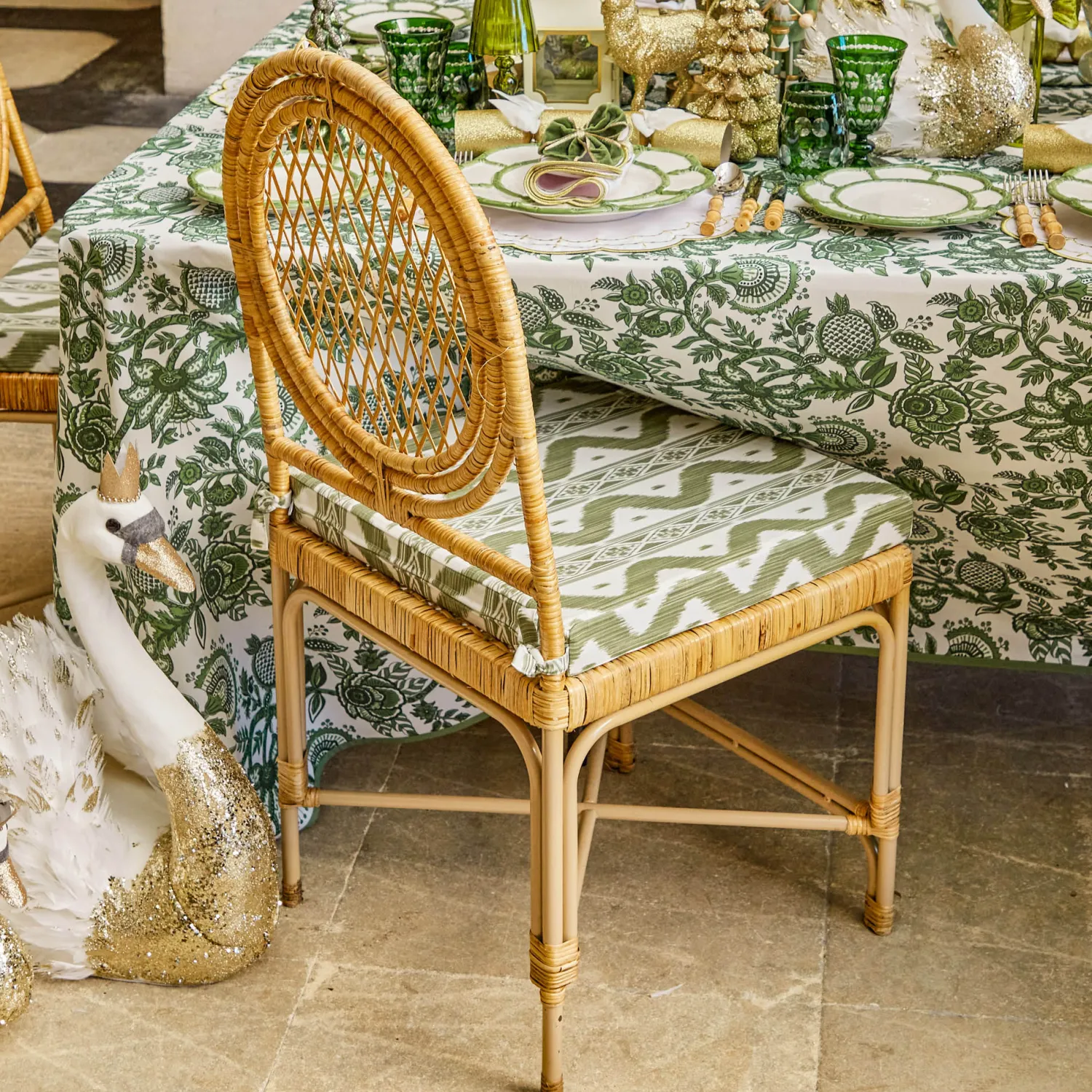 Mrs. Alice Olive Ikat Seat Pad Cushions (Set of 4)< Cushions