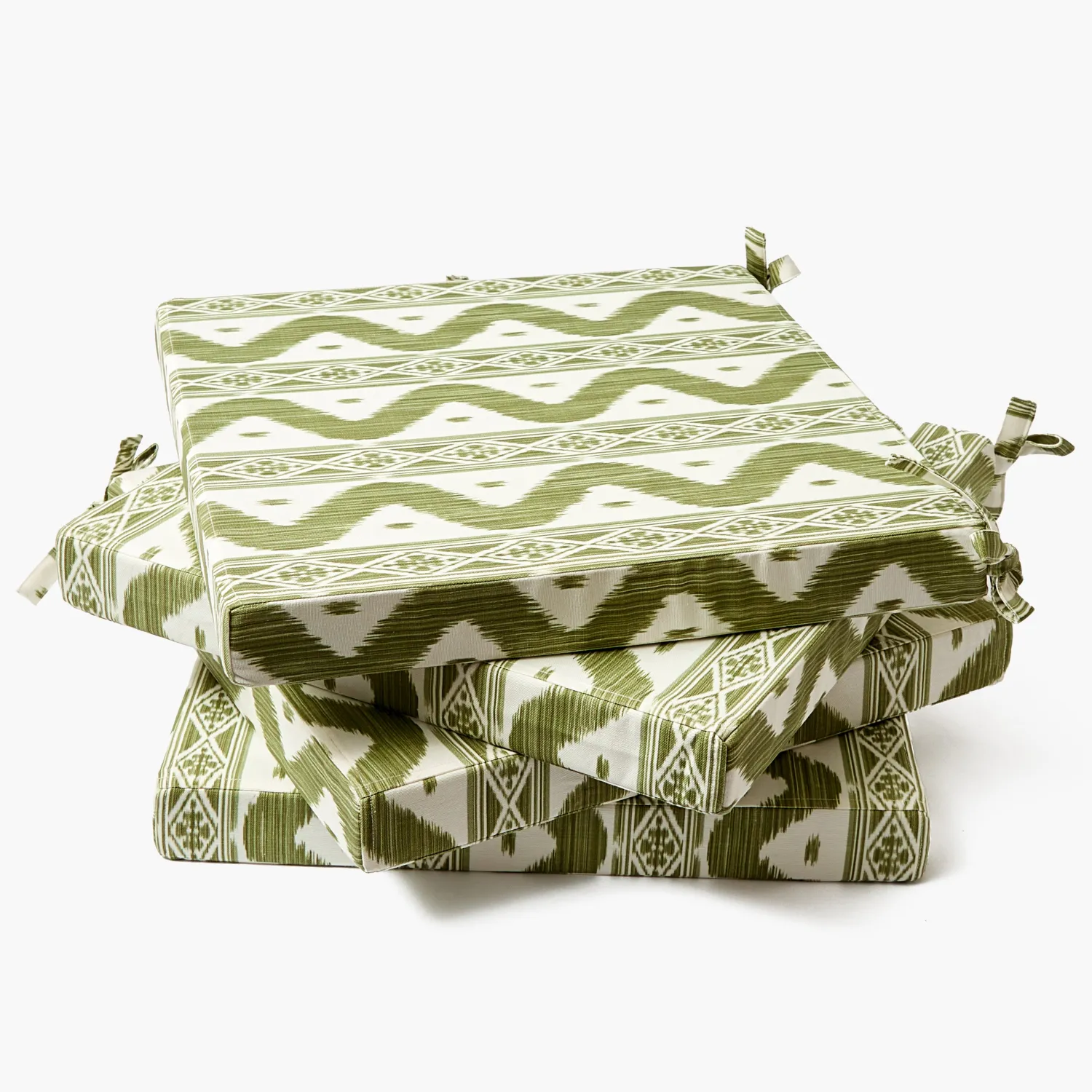 Mrs. Alice Olive Ikat Seat Pad Cushions (Set of 4)< Cushions