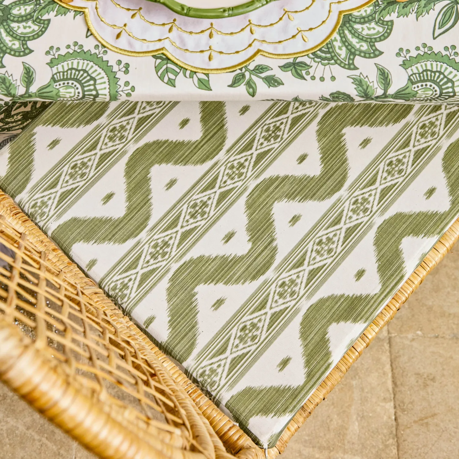 Mrs. Alice Olive Ikat Seat Pad Cushions (Set of 4)< Cushions