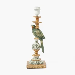 Mrs. Alice Olive Parrot Lamp with Olive Ikat Shade (30cm)< Corded Table Lamps | For Her