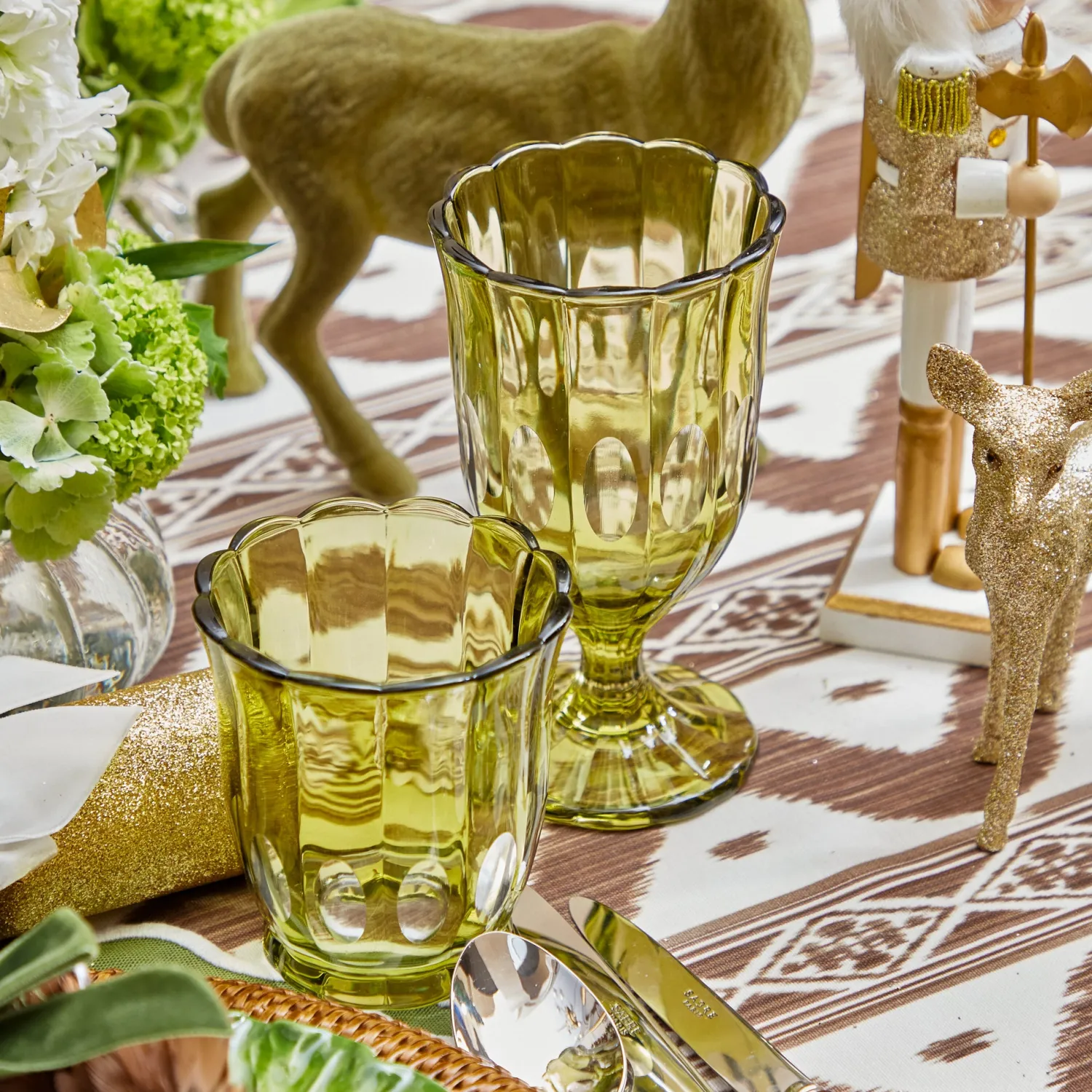 Mrs. Alice Olive Scalloped Glassware (Set of 12)< Glasses | Glassware Sets