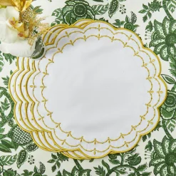 Mrs. Alice Olivia White & Gold Placemats (Set of 4)< Placemats