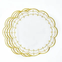 Mrs. Alice Olivia White & Gold Placemats & Napkins (Set of 4)< Table Linen Sets | Mrs. Alice Monogram