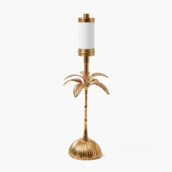 Mrs. Alice Palm Tree Rechargeable Lamp with Green & Blue Lotus Shade (18cm)< Rechargeable Table Lamps | Summer Lighting