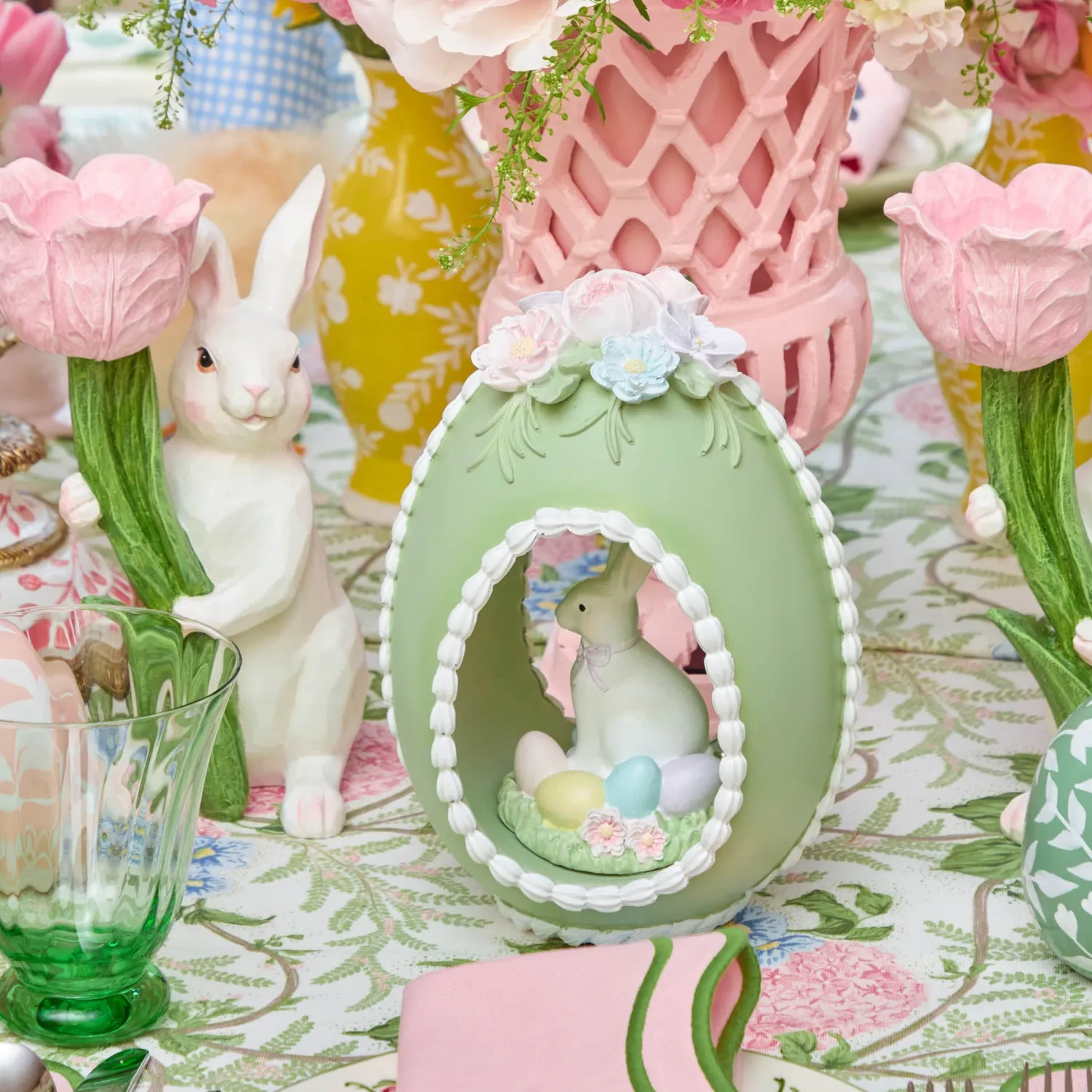Mrs. Alice Pastel Bunny in Egg (Set of 3)< Spring Decorations