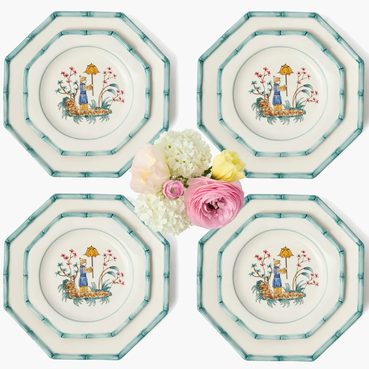 Mrs. Alice Patricia Blue Bamboo Dinner & Starter Plates (Set of 8)< Summer Crockery | Crockery Sets