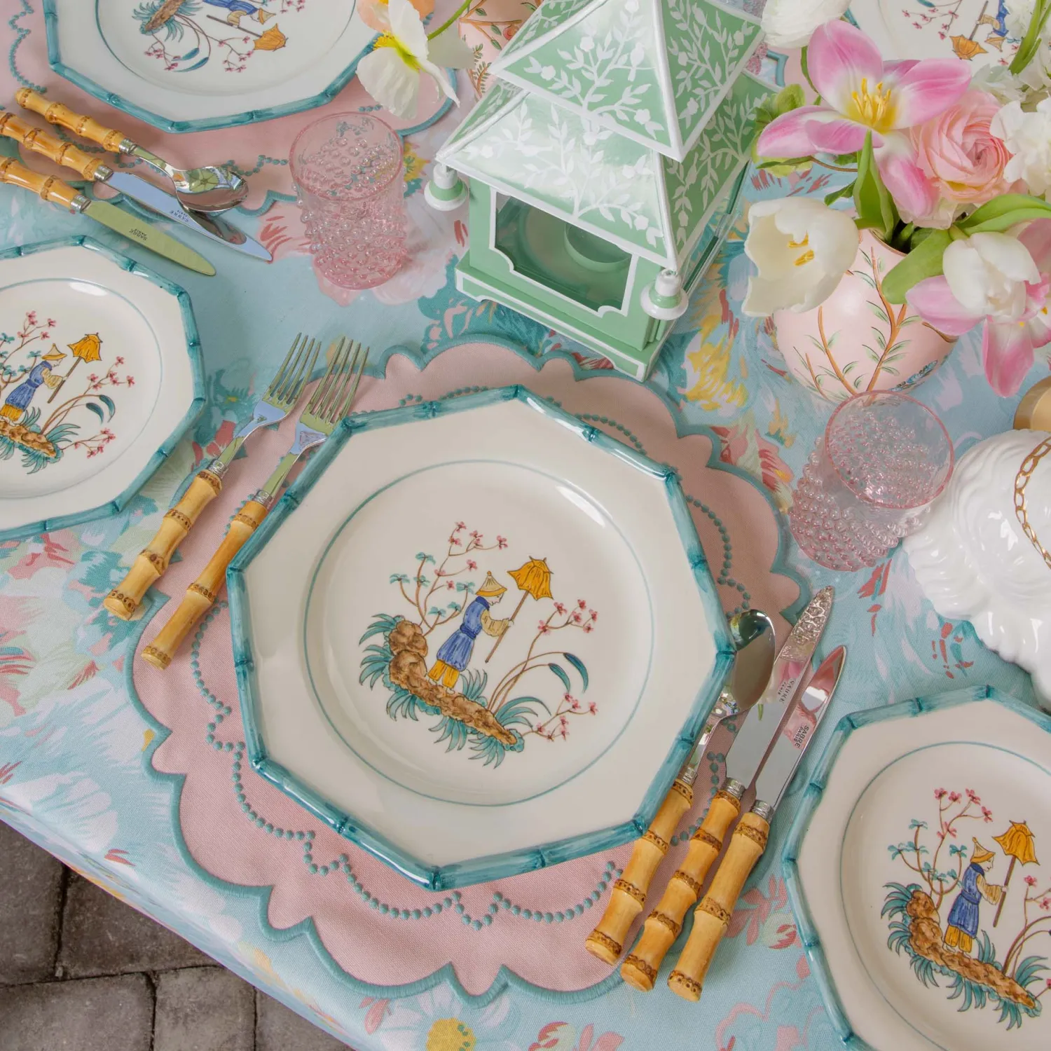 Mrs. Alice Patricia Blue Bamboo Dinner & Starter Plates (Set of 8)< Summer Crockery | Crockery Sets