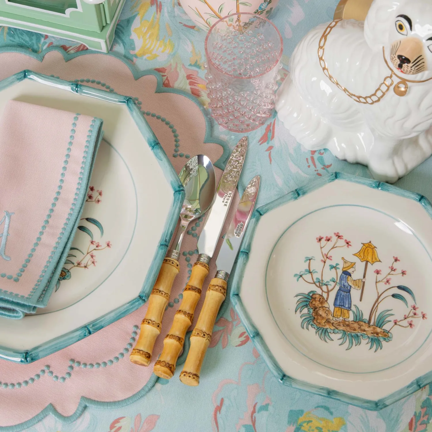 Mrs. Alice Patricia Blue Bamboo Dinner & Starter Plates (Set of 8)< Summer Crockery | Crockery Sets