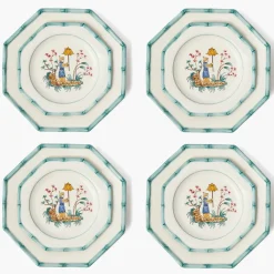 Mrs. Alice Patricia Blue Bamboo Dinner & Starter Plates (Set of 8)< Summer Crockery | Crockery Sets