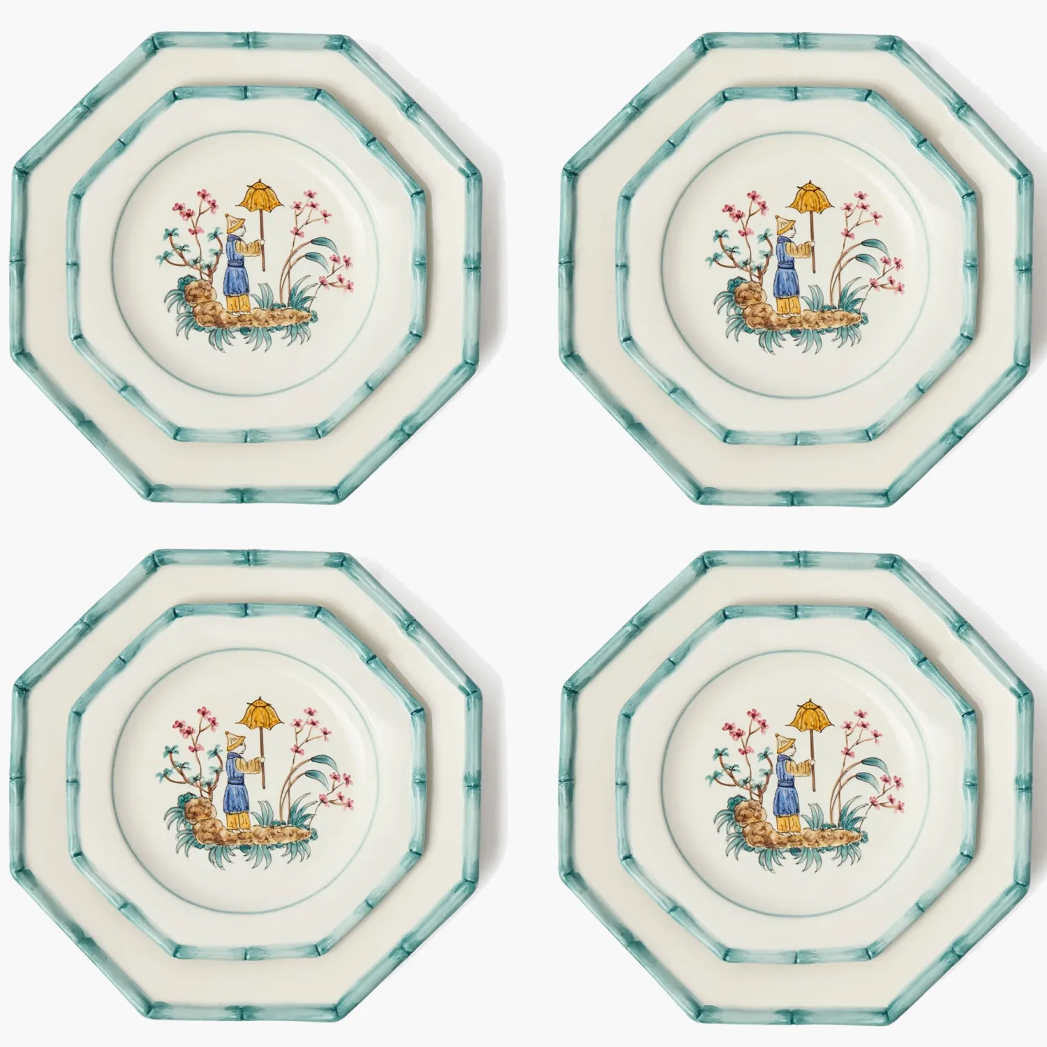 Mrs. Alice Patricia Blue Bamboo Dinner & Starter Plates (Set of 8)< Summer Crockery | Crockery Sets