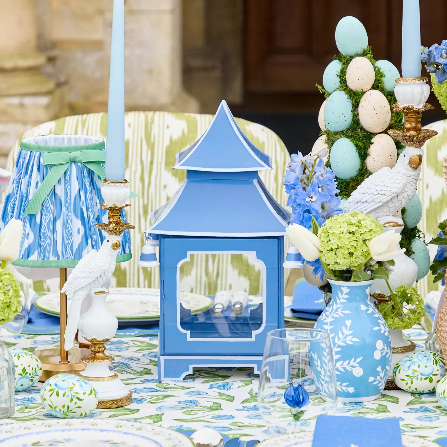 Mrs. Alice Periwinkle Pagoda Lantern< Spring Decorations | Pagodas & Lanterns