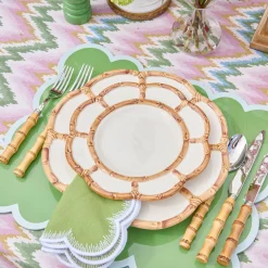 Mrs. Alice Petal Bamboo Ceramic Dinner & Starter Plates (Set of 8)< Summer Crockery | Crockery Sets