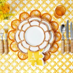 Mrs. Alice Petal Bamboo Ceramic Dinner & Starter Plates (Set of 8)< Summer Crockery | Crockery Sets