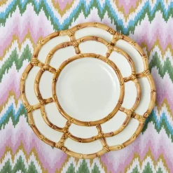 Mrs. Alice Petal Bamboo Ceramic Dinner & Starter Plates (Set of 8)< Summer Crockery | Crockery Sets