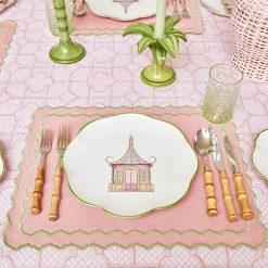 Mrs. Alice Pink & Green Pagoda Dinner Plates (Set of 4)< Dinner Plates | Crockery Sets