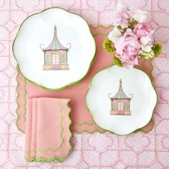 Mrs. Alice Pink & Green Pagoda Dinner Plates (Set of 4)< Dinner Plates | Crockery Sets