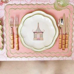 Mrs. Alice Pink & Green Pagoda Dinner Plates (Set of 4)< Dinner Plates | Crockery Sets