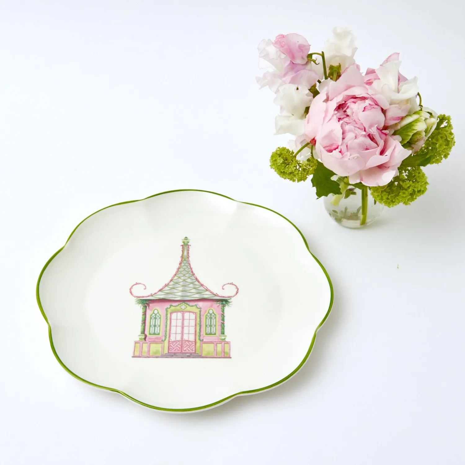 Mrs. Alice Pink & Green Pagoda Dinner Plates (Set of 4)< Dinner Plates | Crockery Sets