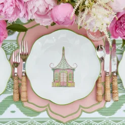 Mrs. Alice Pink & Green Pagoda Dinner Plates (Set of 4)< Dinner Plates | Crockery Sets