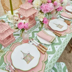 Mrs. Alice Pink & Green Pagoda Dinner Plates (Set of 4)< Dinner Plates | Crockery Sets