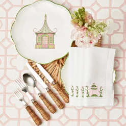Mrs. Alice Pink & Green Pagoda Dinner Plates (Set of 4)< Dinner Plates | Crockery Sets