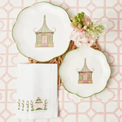 Mrs. Alice Pink & Green Pagoda Starter Plate (Set of 4)< Starter Plates | Crockery Sets