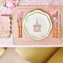 Mrs. Alice Pink & Green Pagoda Starter Plate (Set of 4)< Starter Plates | Crockery Sets