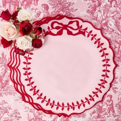 Mrs. Alice Pink & Red Bow Laurel Placemats (Set of 4)< Placemats