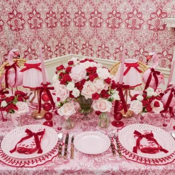 Mrs. Alice Pink & Red Bow Laurel Placemats (Set of 4)< Placemats