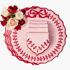 Mrs. Alice Pink & Red Laurel Napkins (Set of 4)< Napkins