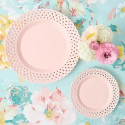 Mrs. Alice Pink Basketweave Dinner & Starter Plates (Set of 8)< Summer Crockery | Crockery Sets