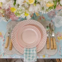 Mrs. Alice Pink Basketweave Dinner & Starter Plates (Set of 8)< Summer Crockery | Crockery Sets