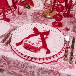 Mrs. Alice Pink Basketweave Dinner Plate (Set of 4)< Summer Crockery | Dinner Plates