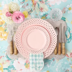 Mrs. Alice Pink Basketweave Starter Plate< Summer Crockery | Starter Plates