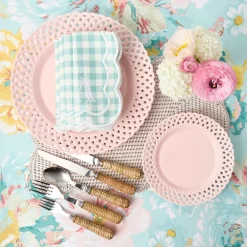 Mrs. Alice Pink Basketweave Starter Plate< Summer Crockery | Starter Plates