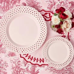 Mrs. Alice Pink Basketweave Starter Plate (Set of 4)< Summer Crockery | Starter Plates