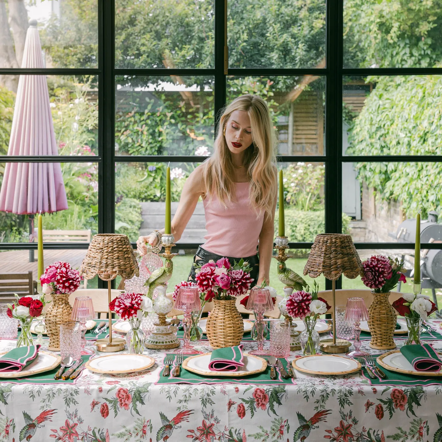 Mrs. Alice Pink Birdsong Tablecloth< Tablecloths