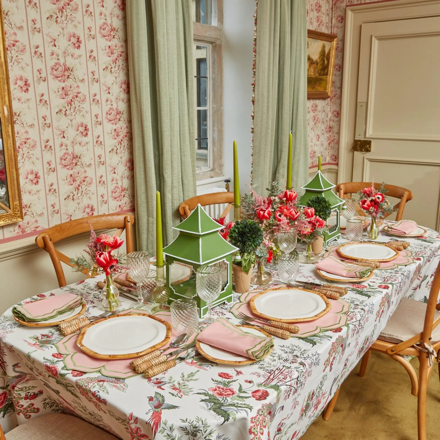 Mrs. Alice Pink Birdsong Tablecloth< Tablecloths