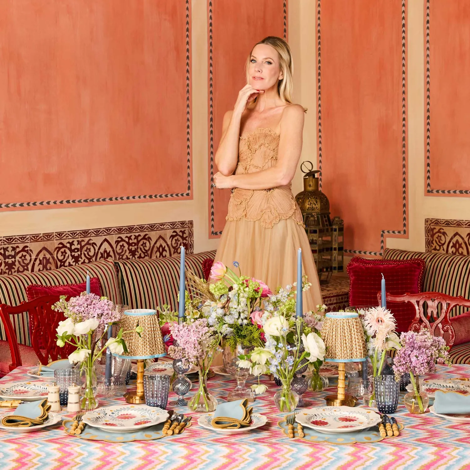 Mrs. Alice Pink Flowers Dinner & Starter Plates (Set of 8)< Summer Crockery | Crockery Sets