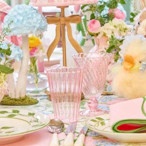 Mrs. Alice Pink Fluted Water Glasses (Set of 4)< Summer Glassware | Glasses