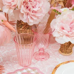 Mrs. Alice Pink Fluted Wine Glasses (Set of 4)< Summer Glassware | Glasses