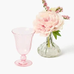 Mrs. Alice Pink Fluted Wine Glasses (Set of 4)< Summer Glassware | Glasses