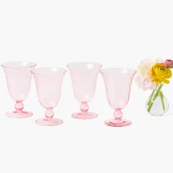 Mrs. Alice Pink Fluted Wine Glasses (Set of 4)< Summer Glassware | Glasses
